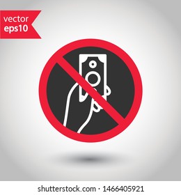 Prohibited bribe vector icon. No cash icon. Forbidden bribe icon. No cash payment vector sign. Warning, caution, attention, restriction, danger flat sign design. EPS 10 symbol