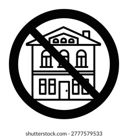 Prohibited building or house icon with no symbol