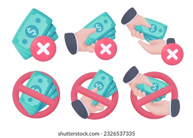 prohibited businessman hand holding cash concept of stopping corruption 3d vector illustration svg