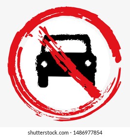 Prohibited cars and vehicles. Vector icon.