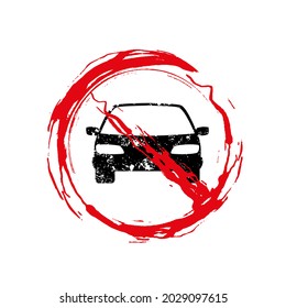 Prohibited cars and vehicles. Vector icon.