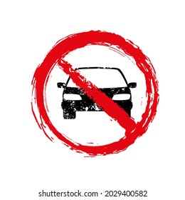Prohibited cars and vehicles. Vector icon.
