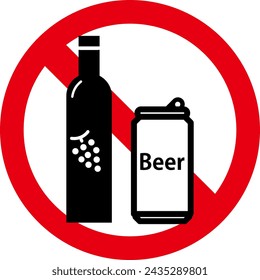  "Prohibited", "Caution" and "Warning" icons for bringing in alcohols