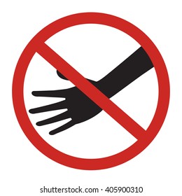 Prohibited circle do not touch sign with black hand isolated on white background vector illustration design.