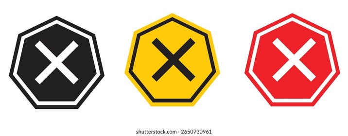 Prohibited circle sign. Prohibition icon. Ban icon. circle with cross line symbol. Caution frame symbol. Forbidden stop sign. Vector illustration isolated on white background