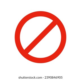 Prohibited circle sign. Prohibition red icon. Ban icon. Red circle with cross line symbol. Caution frame symbol. Forbidden stop sign. Vector illustration isolated on white background.