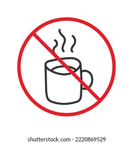 Icono vectorial de café prohibido. No hay un icono de café. Icono de expreso prohibido. Sin signo de vector cappuccino. Advertencia, precaución, atención, restricción, diseño de señales llanas de peligro. Símbolo EPS 10