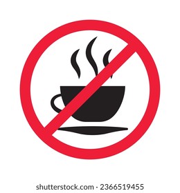 Prohibited coffee vector icon. No coffee icon. Forbidden espresso icon. No cappuccino vector sign. Warning, caution, attention, restriction, danger flat sign design symbol pictogram