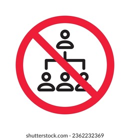 Verbotene Unternehmensstruktur Vektorsymbol. Keine Hierarchie-Ikone. Verbotenes Organigramm-Symbol Kein Flussdiagramm, Vektorzeichen. Warnung, Vorsicht, Aufmerksamkeit, Einschränkung, Design der Gefahrenflaeche.