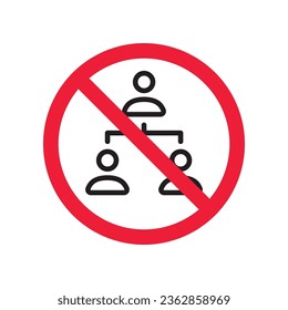 Prohibited company structure vector icon. No Hierarchy icon. Forbidden Organization chart icon. No Flow chart vector sign. Warning, caution, attention, restriction, danger flat sign design.