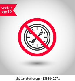 Prohibited compass vector icon. No compass icon. Forbidden compass icon. Warning, caution, attention, restriction, danger flat sign design. EPS 10 symbol