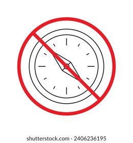 Prohibited compass vector icon. No compass flat sign design. Forbidden compass icon. Warning, caution, attention, restriction, danger symbol pictogram