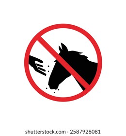 prohibited and danger signs. do not feed the horses. it is forbidden to feed animals