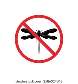 prohibited and dangerous signs. dragonfly danger. it is forbidden to bring dragonfly