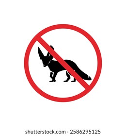 prohibited and dangerous signs. fennec danger. it is forbidden to bring fennec