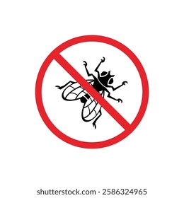 prohibited and dangerous signs. fly insect danger. it is forbidden to bring fly insect