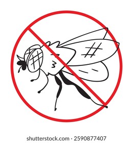 prohibited and dangerous signs. fly insect danger. it is forbidden to bring fly insect