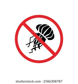 prohibited and dangerous signs. jellyfish danger. it is forbidden to bring jellyfish