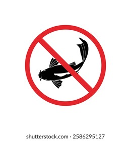 prohibited and dangerous signs. koi fish danger. it is forbidden to bring koi fish