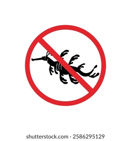  prohibited and dangerous signs. leafy sea dragon danger. it is forbidden to bring leafy sea dragon