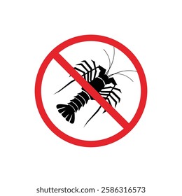 prohibited and dangerous signs. lobster danger. it is forbidden to bring lobster