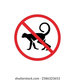 prohibited and dangerous signs. monkey danger. it is forbidden to bring monkey