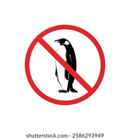 prohibited and dangerous signs. penguin danger. it is forbidden to bring penguins	
