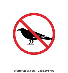 prohibited and dangerous signs. raven danger. it is forbidden to bring raven