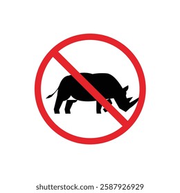  prohibited and dangerous signs. rhino danger. it is forbidden to bring rhino