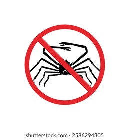  prohibited and dangerous signs. spider crab danger. it is forbidden to bring spider crab