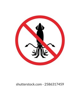 prohibited and dangerous signs. squid danger. it is forbidden to bring squid