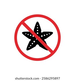  prohibited and dangerous signs. starfish danger. it is forbidden to bring starfish