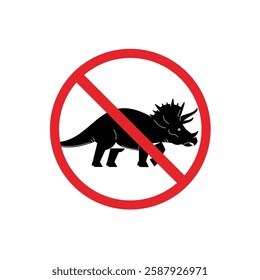 prohibited and dangerous signs. triceratops danger. it is forbidden to bring triceratops