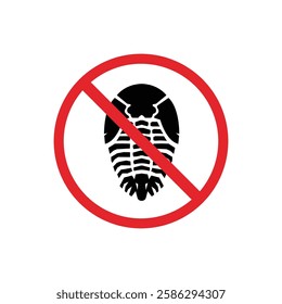 prohibited and dangerous signs. trilobite danger. it is forbidden to bring trilobite