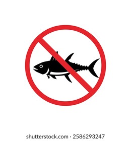 prohibited and dangerous signs. tuna danger. it is forbidden to bring tuna	