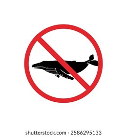 prohibited and dangerous signs. whale danger. it is forbidden to bring whale