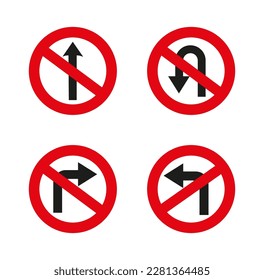 Prohibited directions on the road. Vector graphics.