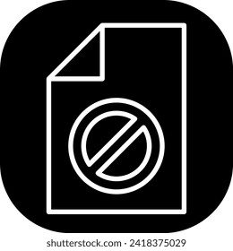 Prohibited documents performance business icon with black filled line outline style. document, concept, prohibition, paper, information, business, ban. Vector Illustration