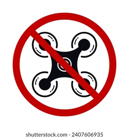 Prohibited drone sign, symbol of warning, restriction, attention, caution, danger.