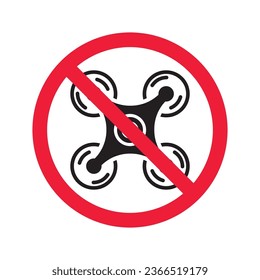 Verbotenes Drohnenvektorsymbol. Kein fliegendes Drohnensymbol. Verbotenes Drohnensymbol. Kein Vektorzeichen der Drohnenzone. Warnung, Vorsicht, Aufmerksamkeit, Einschränkung, Design-Symbol für Gefahrenflachen