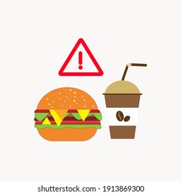 Prohibited Eating Food Stop Fast Food Symbol Isolated Background