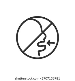 Prohibited eating sign, linear icon. Do not swallow or ingest warning. Line with editable stroke.