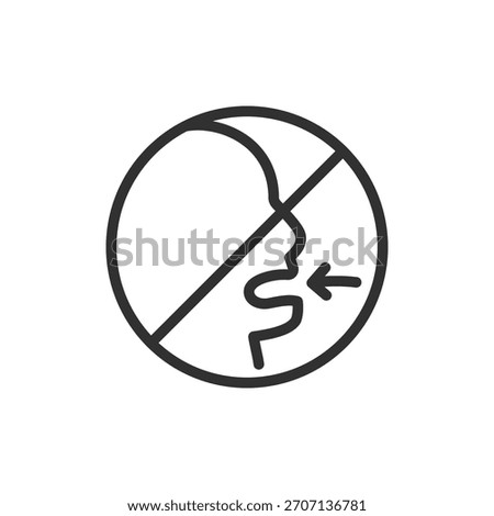 Prohibited eating sign, linear icon. Do not swallow or ingest warning. Line with editable stroke.