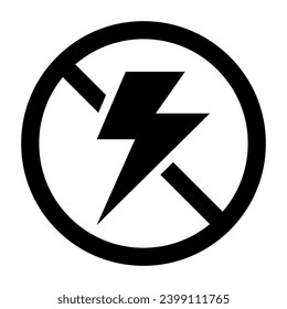 Prohibited electricity silhouette icon. Vector.