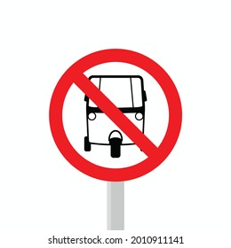 prohibited from entering three wheeled vehicles. icon and vector traffic sign. illustration