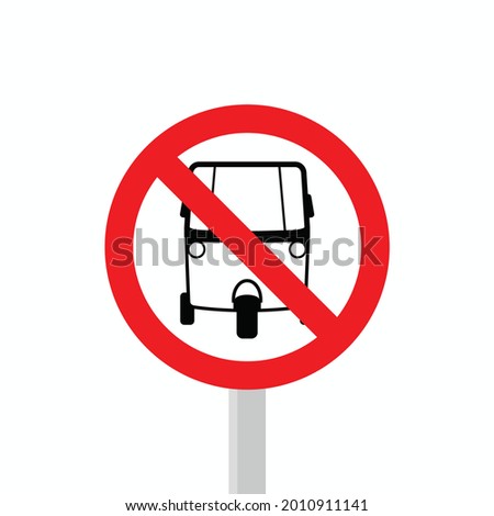 prohibited from entering three wheeled vehicles. icon and vector traffic sign. illustration