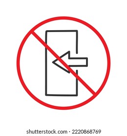 Prohibited exit vector icon. No entry icon. Forbidden exit icon. No fire exit vector sign. Warning, caution, attention, restriction, danger flat sign design. EPS 10 symbol