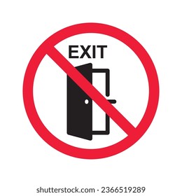 Prohibited exit vector icon. No entry icon. Forbidden exit icon. No fire exit vector sign. Warning, caution, attention, restriction, danger flat sign design symbol pictogram