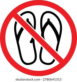 Prohibited flip flops or sandals icon with red circle Vector