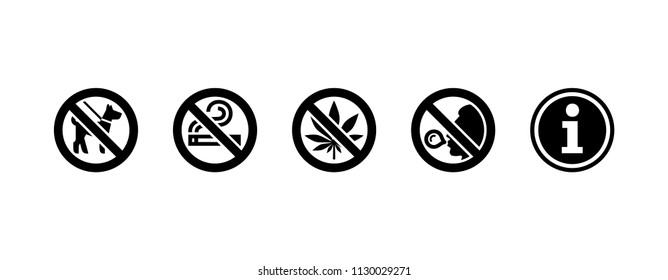 Prohibited, forbidden, non allowing, allowed signs, vector illustration icons, symbols set, collection.